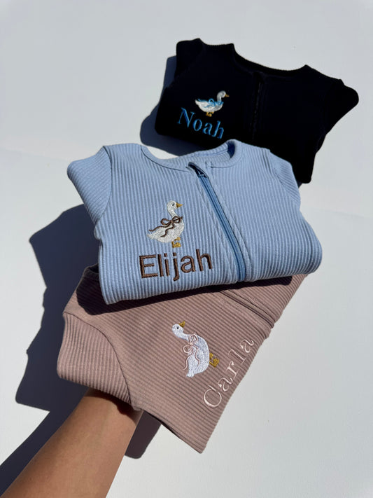 Goose Theme Personalised Zip Romper-0